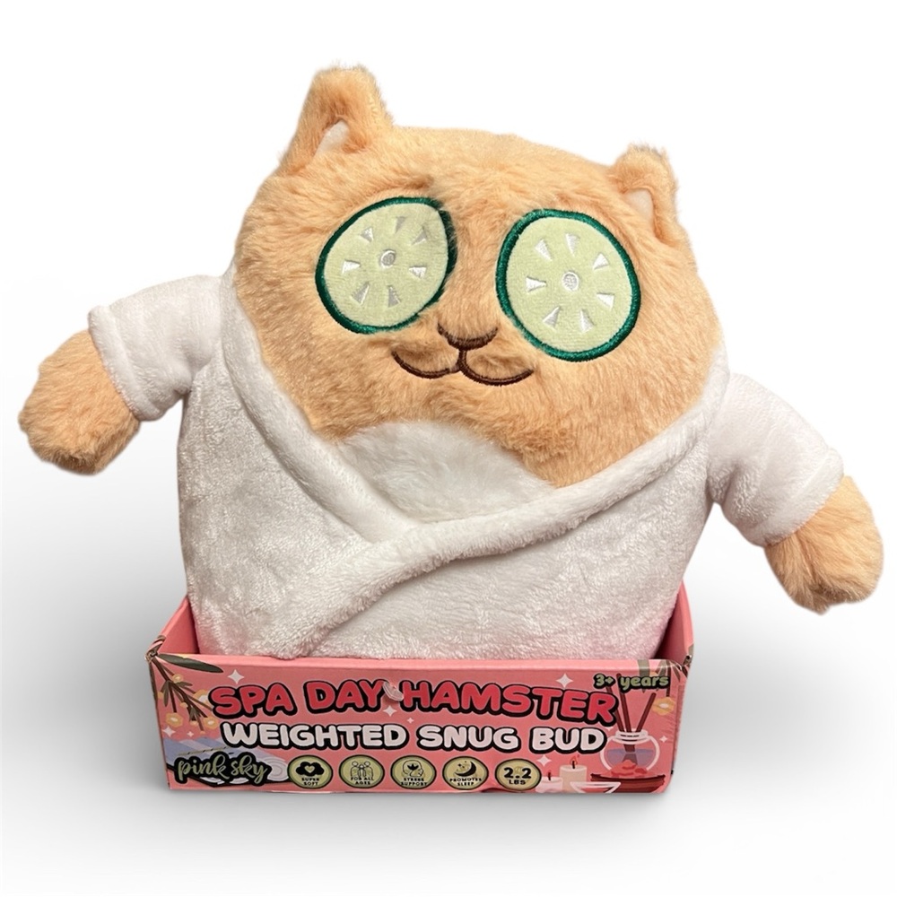 Pink Sky Spa Day Hamster Weighted Snug Big Plush 2.2lbs Stress / Sleep Support